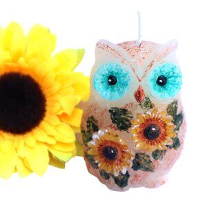 NEW Handmade Hand Painted Cute Little Owl Flower Candle Little Gift for Women
